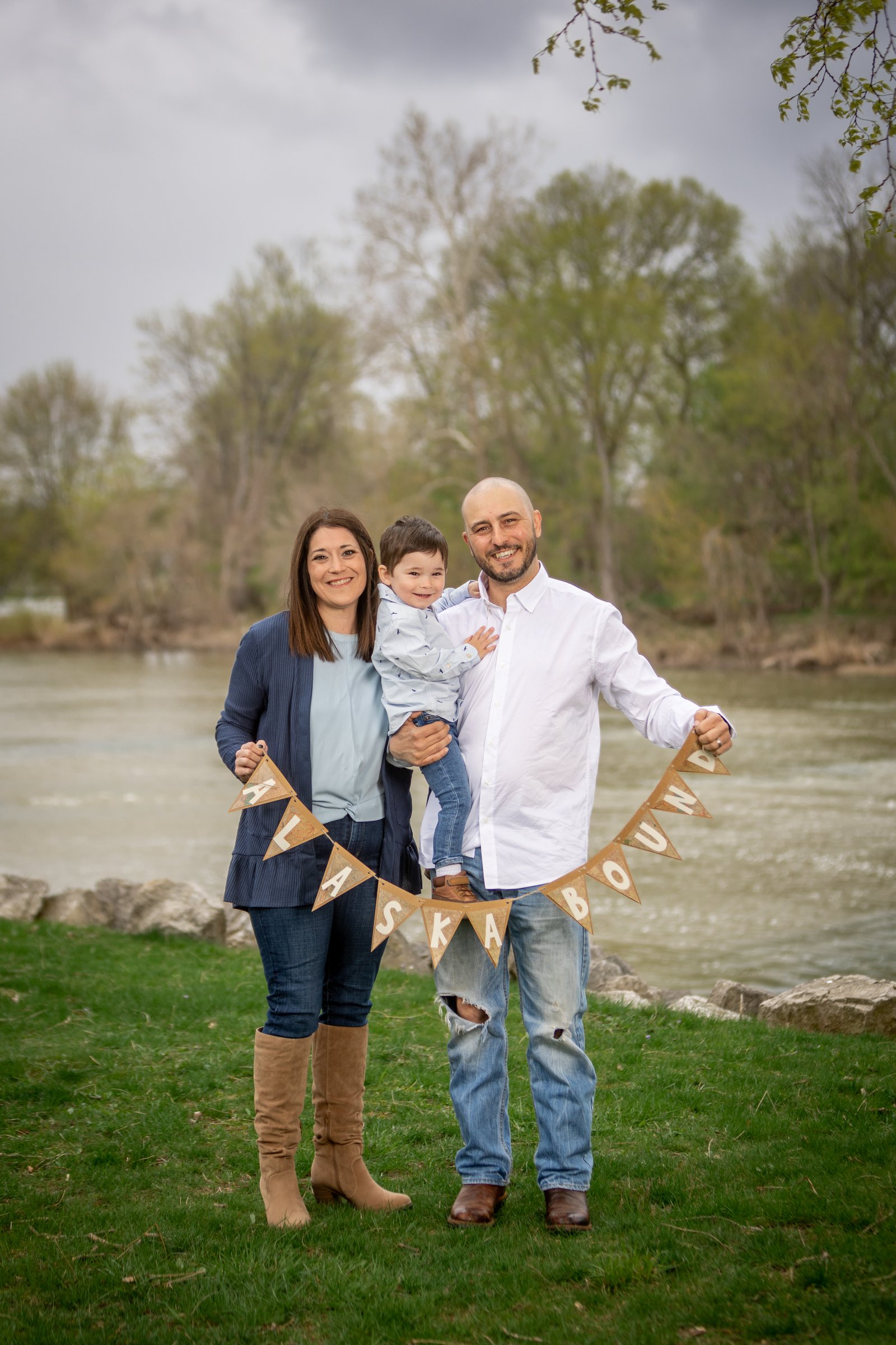 Kristy and family by the river
