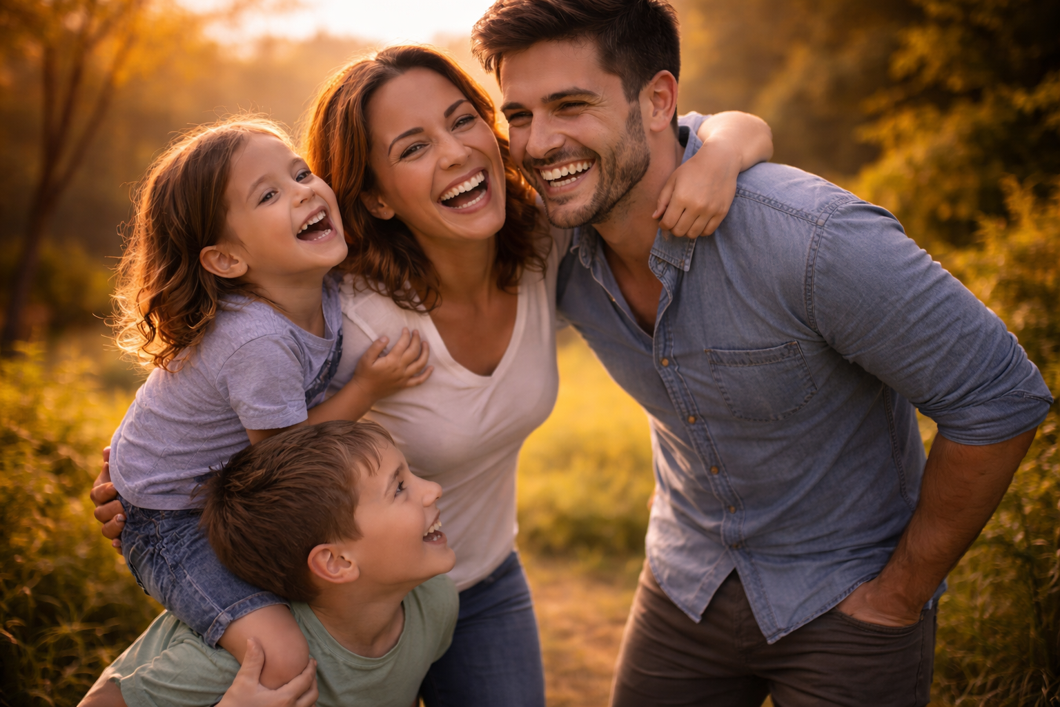 Happy family outdoors